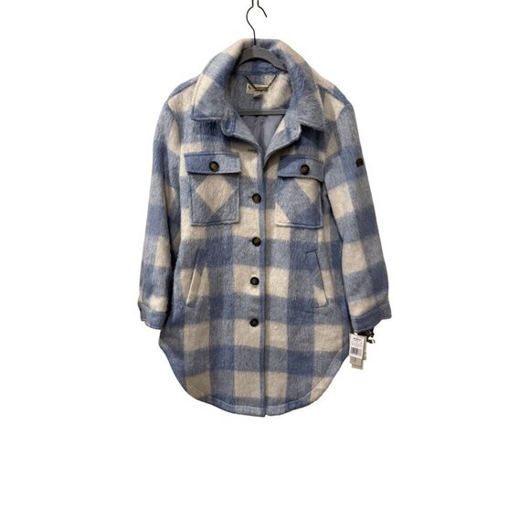 Koolaburra By UGG Jackets & Blazers - Koolaburra By UGG Blue & White Plaid Faux Fur Shacket Jacket M NWT